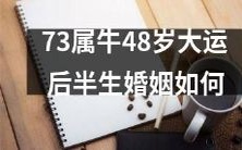 如何应对73属牛人48岁大运后的婚姻生活?