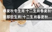 探寻四季生肖之谜:十二生肖中哪些动物代表春夏秋冬?