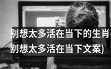 想要过得快乐的人们,应该活在当下的生肖,不要想太多,将微小的美好事物化为一种喜悦的体验