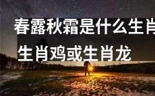 生肖鸡或生肖龙的人是否具备春露秋霜的性格特征?