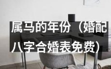 免费提供婚配八字合婚表: 详细列出属马者适合的年份,助您做出正确婚姻决策