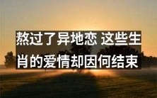 这些生肖熬过了异地恋,可是为什么他们的爱情却走到了终点?