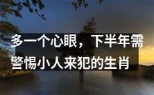 增加警惕心,以避免小人来犯,下半年需要注意的生肖列表