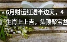 六月财运亮眼,四大生肖纷纷迎来好运,财富如雨,头顶聚宝盆满满盈余!