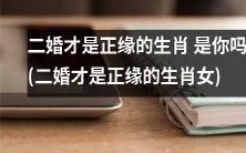 二婚才是正缘的生肖女:是否应该重新审视婚姻观念?