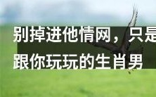 慎防陷入他情网,只有玩玩的身体快感的生肖男