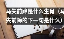 马失前蹄是哪一生肖,这种现象为什么会发生?