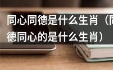 同心同德的生肖是哪个?