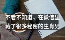 揭秘微信中大量隐藏的神秘生肖男信息,让你大开眼界!