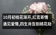 10月初,桃花渐开,红鸾寄情,偶遇爱情,四生肖告别桃花劫