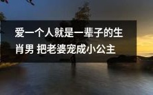 如何爱一个人,并且坚持一辈子?探讨从生肖男眼中看待对待老婆,如何用宠爱成就小公主?