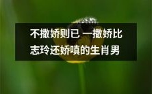 十二生肖男:若不撒娇则已,一旦撒娇比志玲还娇嗔