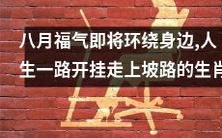 在八月即将来临的福气环绕中,生肖将迎来一路开挂、踏上坡路的人生旅程