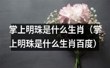 你知道掌上明珠是哪个生肖吗?