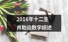 综述2016年十二生肖吉祥数字,助力运势之改变明星path?