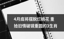 在4月底迎来摆脱烂桃花的良机,重拾旧情实现破镜重圆的令人感动的3个生肖
