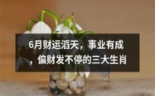 三大生肖6月财运亨通,事业鸿运照耀,偏财迭创佳绩!