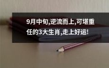 逆境中勇往直前,即将到来的9月中旬,具备可堪重任素质的3大生肖将走上幸运之路!