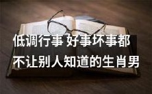 生肖男:善于低调行事,如何掩盖好事和坏事?