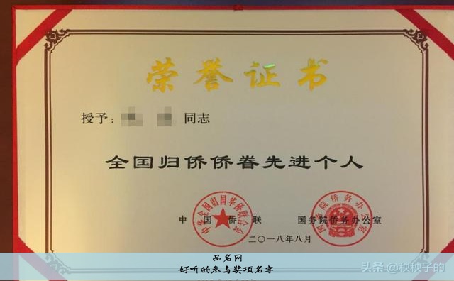 好听的参与奖项名字