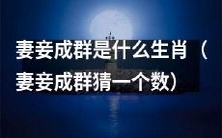 猜猜妻妾成群的生肖是什么，你敢来一局“妻妾成群猜一个数”吗？